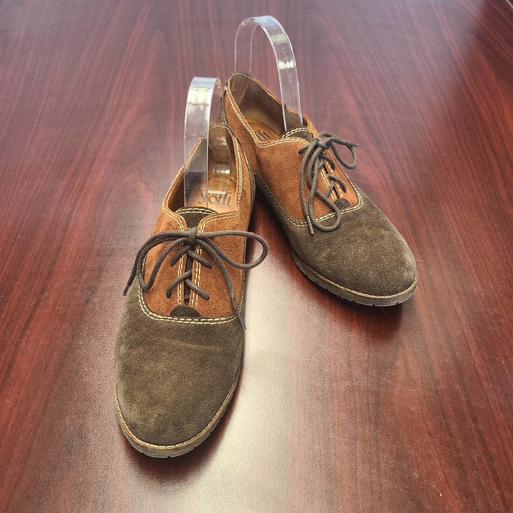 Sofft Suede Leather Oxford Saddle Shoes Brown Size 9